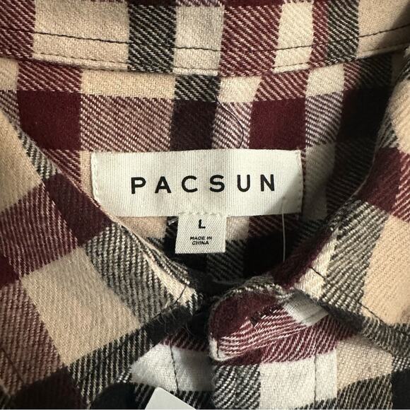 NWT! Men’s PacSun Plaid Button-Down Shirt, 100% Cotton, Western, Large - Picture 4 of 9